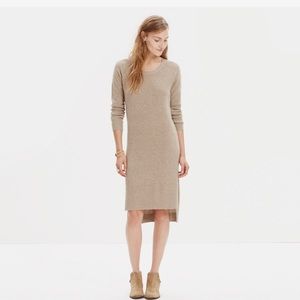 Madewell Sweater Dress Women Medium Tan Size Slit A4
